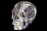 Realistic, Carved Chevron Amethyst Skull #116400-1